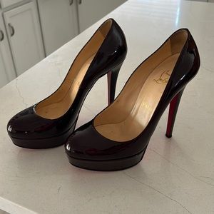 Christian Louboutin patent leather 140 mm Bianca pumps burgundy